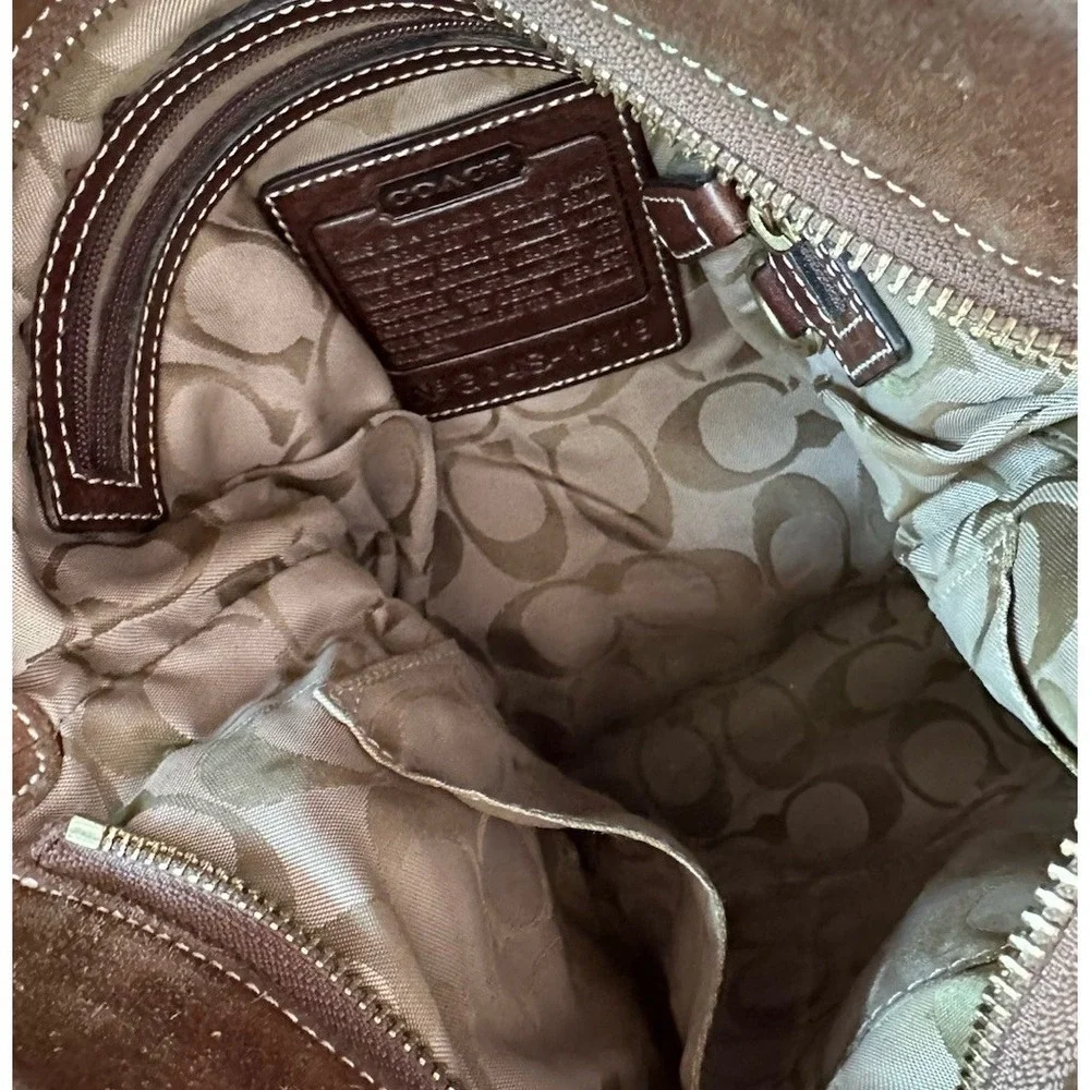 Coach 1419 Shoulder Bag Brown Suede Leather Tassel Hobo Handbag Western